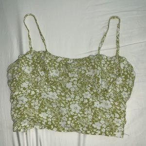 Green Hawaiian flower tank